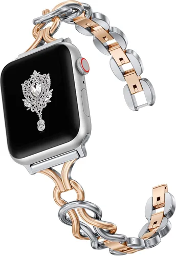 Miniatura 12 de TOYOUTHS - Pulsera celta compatible con bandas de Apple Watch 38/40/41/42/44/45/46/49 mm para mujeres, cadena elegante de joyería de metal de acero