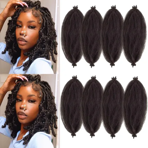 Miniatura 33 de Cabello afro Twist morado degradado de 16 pulgadas, cabello Marley pre-separado para rastas suaves, cabello trenzado Marley Twist Ombre Kinky Spring