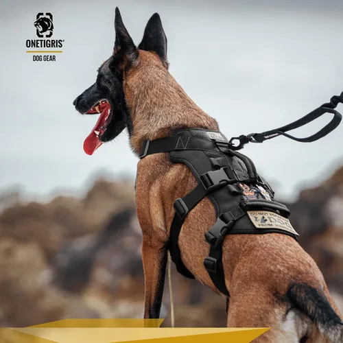 Miniatura 8 de OneTigris Arnés para perro a prueba de escape, arnés para perro sin tirones con asas, arnés táctico multiusos para perros grandes, uso diario