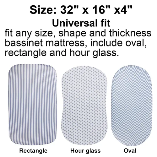 Miniatura 4 de Onacosht Sábanas de moisés para bebé, niño y niña, sábana bajera elástica transpirable universal para moisés, cuna de reloj de arena, almohadilla
