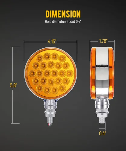 Miniatura 5 de Partsam 2 luces redondas de doble cara ámbar de 48 LED para guardabarros de pedestal trasero, luces de estacionamiento para montaje en poste, luces