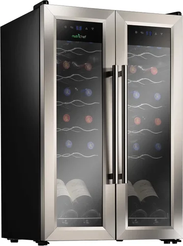 Miniatura 10 de Nutrichef Refrigerador de vino de 24 botellas Enfriador de vino de doble zona Temperatura ajustable de 41 °F a 64 °F Funcionamiento ultra