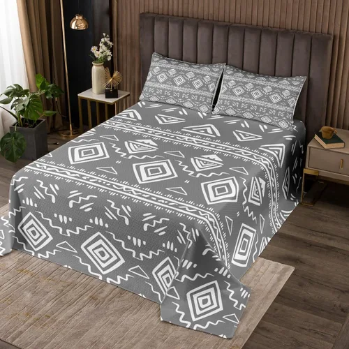 Miniatura 16 de Erosebridal Juego de edredón tribal bohemio azteca negro blanco étnico bohemio juego de colcha Queen Western Southwestern juego de ropa de cama