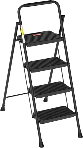 Miniatura 9 de HBTower Escalera de 2 escalones, taburete para adultos, escalera de 2 escalones plegable con diseño ergonómico de pedal ancho