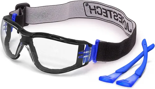 JORESTECH Safety Glasses with Adjustable Strap - 3 in 1 Converter High Impact Resistance Anti-Fog Azul
