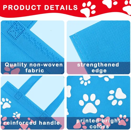 Miniatura 4 de Sumind 24 bolsas con estampado de patas con asa, no tejidas, regalo de gato, regalo de patas, regalo de gato, bolsa de dulces reutilizable