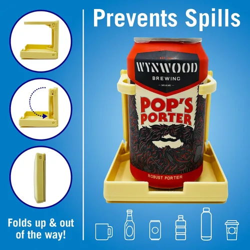 Miniatura 2 de Portavasos para barco, juego de 4 portavasos plegables, montaje en pared para barco, vehículo recreativo y autocaravana, grado marino, color beige