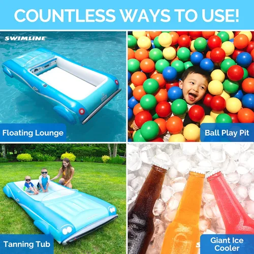 Miniatura 5 de SWIMLINE Colchón Flotante Inflable para Piscina Tumbona Balsa, Colchoneta Divertida, Convertible Clásico, Azul Coche convertible clásico