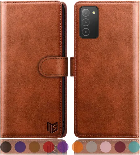 Miniatura 8 de SUANPOT Funda tipo cartera para Samsung Galaxy A03S 【Bloqueo RFID】 Soporte para tarjetas de crédito, libro de folio con tapa de cuero PU Funda a