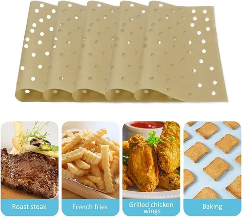 Miniatura 3 de Revestimientos para horno para freidora de aire, 11.5 x 10 pulgadas, revestimientos de papel pergamino antiadherentes para tostadoras, hornos