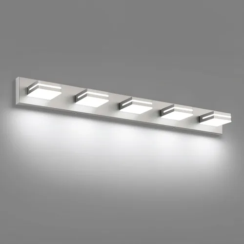 Miniatura 73 de SineRise - Lámpara LED para tocador de baño - Moderna lámpara de acrílico con acabado cromado para iluminación de pared sobre el espejo - 2 luces