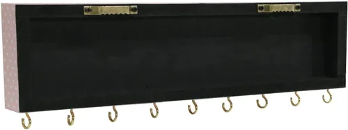 Miniatura 5 de SANY DAYO HOME Organizador de joyas montado en la pared, moderno soporte de madera con 9 ganchos de metal para collares, anillos, aretes, pulseras