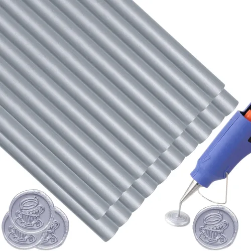 Varillas de sellado de cera plateada, 20 varillas de sellado de cera para pistola de pegamento de 0.43 pulgadas, ideal para sello de cera,