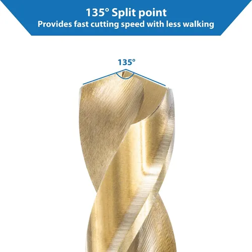 Miniatura 6 de TJR® HSS-E M35 Juego de brocas helicoidales de cobalto 19 piezas 0.039-0.394 in 0.020 in escalones Broca de metal autocentrante DIN 338 Tipo N 135°