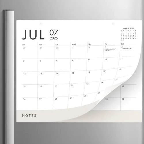 Miniatura 9 de Calendario magnético vertical en blanco y negro para refrigerador 2026-2027, 13.5 x 11 pulgadas, calendario minimalista de 18 meses para nevera