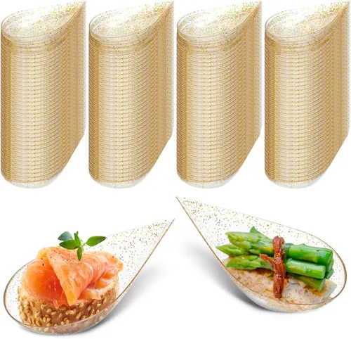 Miniatura 8 de Tessco for you 800 piezas de cucharas de aperitivo de 4 pulgadas, mini platos de aperitivo reutilizables, cucharas de degustación, platos