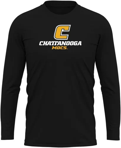 Miniatura 255 de Camisa deportiva de manga larga oficial de la NCAA Collegiate para hombre, colección negra con logotipo primario