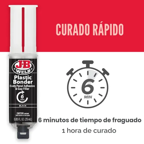 Miniatura 3 de J-B Weld 50139 Jeringa adhesiva y relleno de huecos Plastic Bonder para paneles de carrocería - Negro - 25 ml