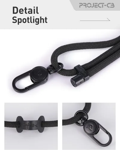 Miniatura 3 de Cordón para teléfono celular 1, Pestaña de sujeción para teléfono 2, Correa cruzada para teléfono, Cordones para alrededor del cuello, Correa Negro-b