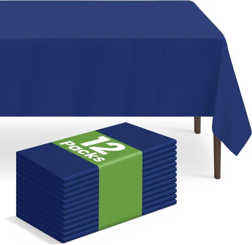 Miniatura 230 de Paquete de 6 manteles de plástico desechables azules y blancos a cuadros, manteles de plástico azules para fiestas, 54 x 108 pulgadas impermeables