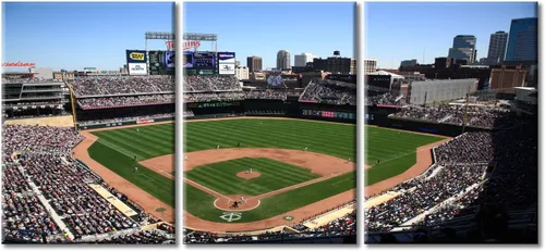 Miniatura 11 de TUMOVO American Sports - Decoración de pared Wrigley Stadium, 3 piezas, arte de pared de estadio de béisbol, cuadros para decoración del hogar