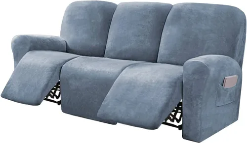 Miniatura 10 de Funda para sofá reclinable de 8 piezas, terciopelo elástico para sofá reclinable de 3 plazas, funda suave y gruesa para sofá reclinable, protector