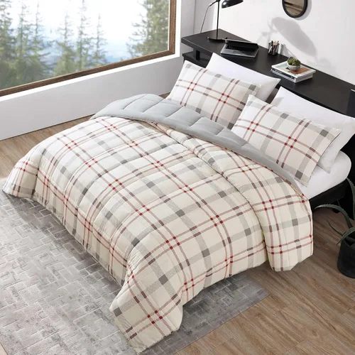 Miniatura 3 de Eddie Bauer - Juego de funda de edredón tamaño Queen, ropa de cama reversible de algodón con fundas a juego, elegante decoración del hogar