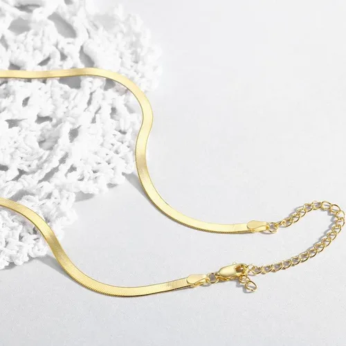 Miniatura 4 de Collar de cadena de espiga plana de plata de ley 925 de 0.197 in para mujer, 16 pulgadas, 18 pulgadas