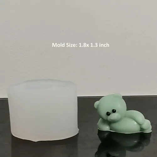 Miniatura 5 de Paquete de 2 moldes de velas de osos de dibujos animados de osos mentirosos, molde de silicona Ainimal para jabón, cera de soja, resina epoxi