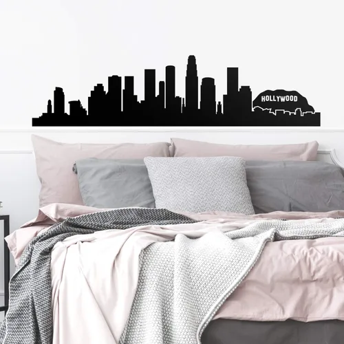 Vinilo decorativo para pared, diseño de horizonte de Los Ángeles, 16 x 65 pulgadas, diseño único y moderno de California, Estados Unidos, costa