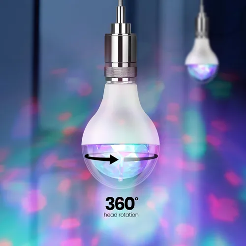 Miniatura 6 de Feit Electric Bombilla LED A23 giratoria multicolor para fiesta de discoteca, efecto de cambio de color de lente de diamante, base E26, bombilla