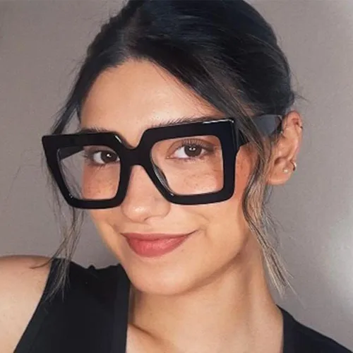 Miniatura 2 de Onrtry - Gafas de luz azul grandes y cuadradas para mujeres y hombres, con marco grueso, para computadora, sin receta, gafas de gran tamaño Marco