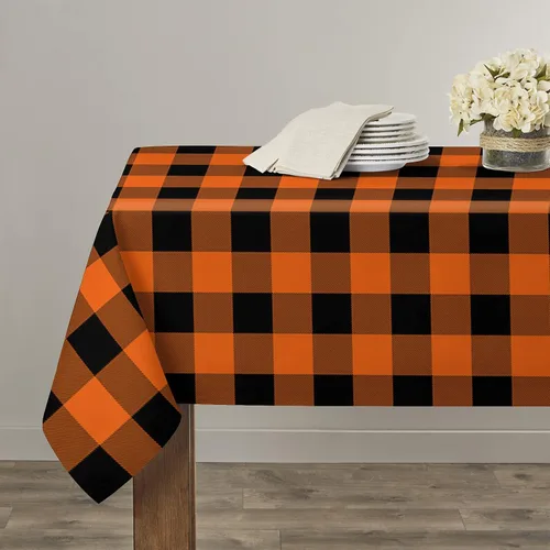 Miniatura 14 de Mantel rectangular de Acción de Gracias, mantel rectangular de calabaza naranja de 60 x 102 pulgadas, manteles de hojas de arce otoñales, mantel