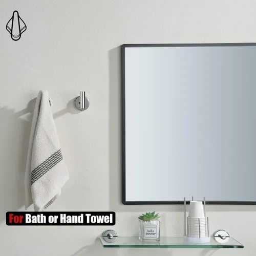 Miniatura 4 de JQK Gancho de toalla de baño cromado, gancho para abrigo/albornoz de acero inoxidable 304 para baño, cocina, garaje, montado en la pared