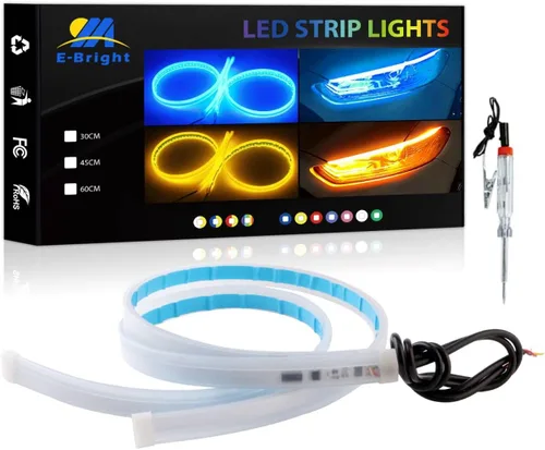 YM E-Bright DRL - Tira de luces LED para automóviles, SUV, motocicleta, luces de circulación diurna, bombilla de señal de giro secuencial, tira LED