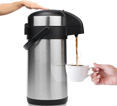 Miniatura 11 de Oferta de un día. Despachador de bebidas térmico, de 102 onzas. Vondior Termo de acero inoxidable para agua fría o caliente, con bomba. Cafetera 1
