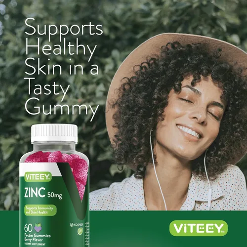 Miniatura 6 de Viteey Gomitas de zinc para hombres y mujeres - Suplementos de zinc 50mg Impulso inmunológico y salud de la piel, vegano, sin gluten, 60