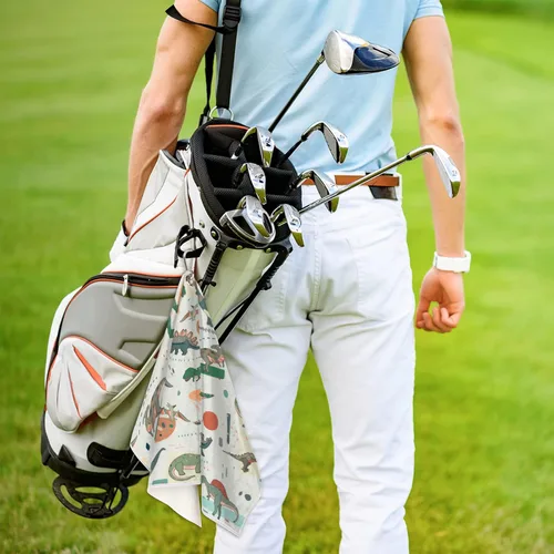 Miniatura 6 de AUUXVA Divertida toalla de golf con diseño de dinosaurio de animales para bolsas de golf con clip para hombres y mujeres, bonita toalla de golf