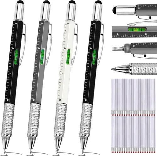 Miniatura 16 de Zhanmai 16 Piezas Bolígrafos Multiherramienta 6 en 1 Juego de Bolígrafos Multi-herramienta con Repuestos para Regalos de Cumpleaños de Hombres