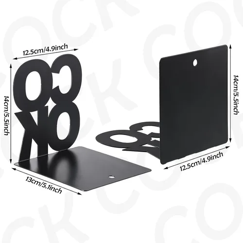 Miniatura 2 de Hotop Sujetalibros decorativos de metal para libros de cocina, soporte de metal para estanterías, soporte de estante de libros de cocina