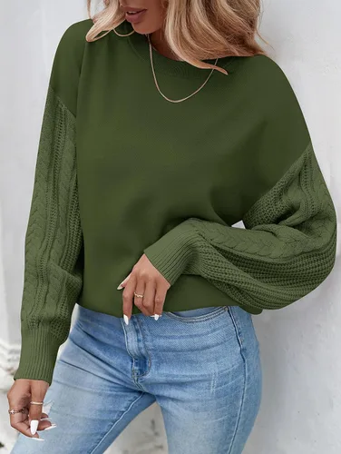 Miniatura 4 de ZESICA Women's 2023 Fall Long Sleeve Crew Neck Solid Color Cable Knit Chunky Casual Oversized Pullover Sweater Tops