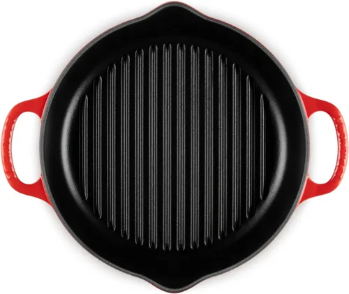 Miniatura 4 de Le Creuset Parrilla redonda profunda de hierro fundido esmaltado, 9.75 pulgadas, color cereza Cerise