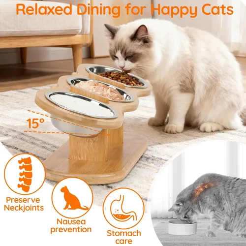 Miniatura 3 de Cuencos elevados para gatos, cuencos elevados de comida para gatos, cuencos inclinados en 15° para gatos, cachorros, perros pequeños, cuenco elevado