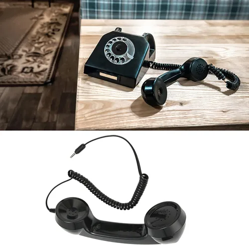 Miniatura 5 de Auricular de teléfono retro de 0.138 in, receptores de radiación con control de volumen, auriculares universales antiguos de 9 pies con sonido