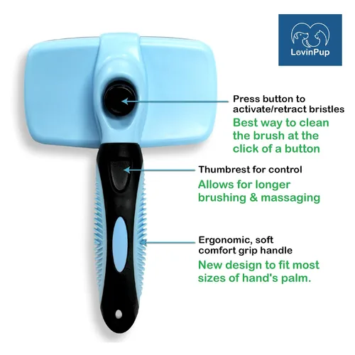 Miniatura 3 de Cepillo Slicker para Mascotas - Cepillo Autolimpiante para Perros y Gatos con Cerdas Retráctiles para Todo Tipo de Pelo - Púas de Masaje Eliminan