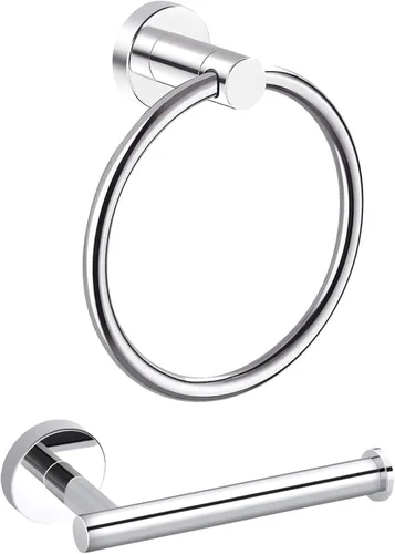 Miniatura 13 de Marmolux Acc Juego de 2 piezas de accesorios de baño negro mate - Toallero de mano para pared de baño + soporte de papel higiénico negro