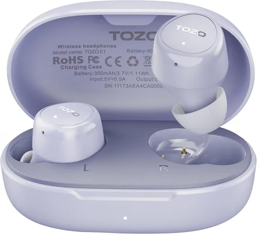 Miniatura 8 de TOZO Auriculares inalámbricos con micrófono integrado, llamadas claras, ergonómicos, ligeros, Bluetooth de 5.3 pulgadas, impermeables, sonido