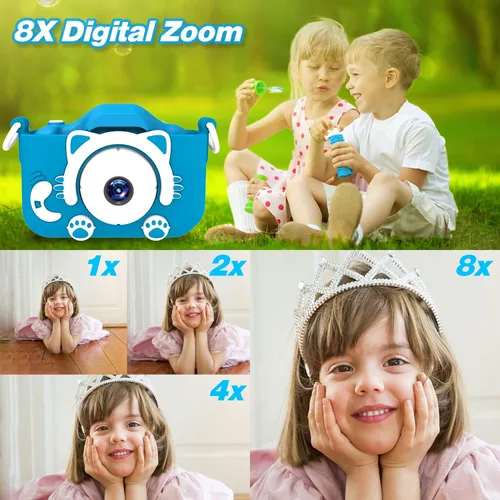 Miniatura 7 de Goopow Juguetes de Cámara para Niños de 3-8 Años Niñas Niños, Videocámara Digital para Niños con Cubierta Suave de Dibujos Animados, Mejor Regalo