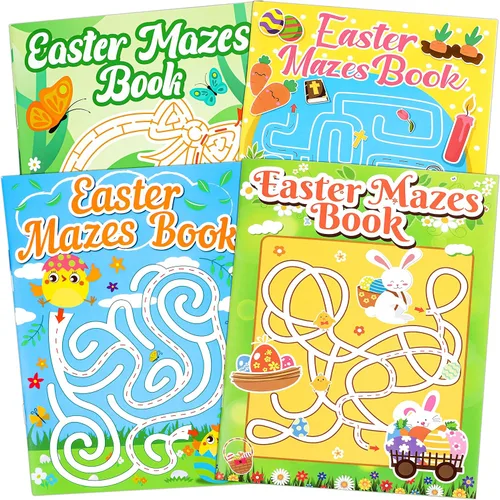 Winrain 4 libros de laberinto de cesta de Pascua para niños, actividades de manualidades para niños, edades de 3 a 5, 4 a 8, 6 a 8, 8 a 12 (160