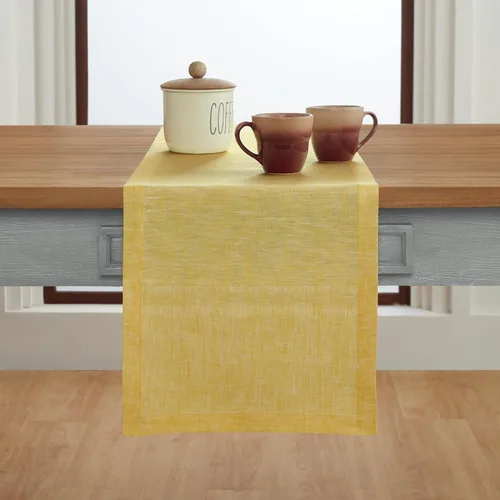 Miniatura 2 de Solino Home - Camino de mesa de lino, amarillo limón cambray, 14 x 120 pulgadas, Athena, lavable a máquina y de 100% lino europeo hecho a mano 15